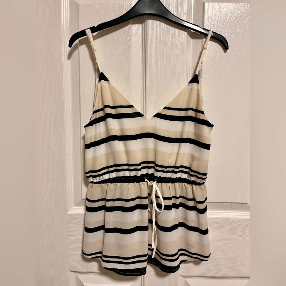 Babaton Cream and Black Striped Flowy Camisole